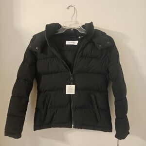NWT Calvin Klein Black Puffer Coat Size XXS